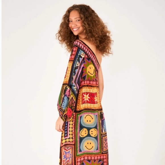 Smiley x Farm Rio one shoulder midi dress - Picture 2 of 6